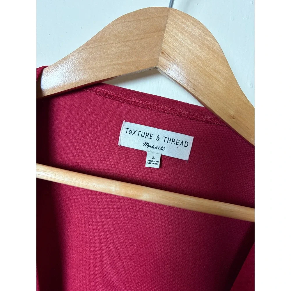 Madewell Texture & Thread Wrap Top Berry‎ Red Long Sleeve Side Tie Blouse Small